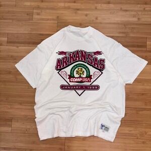 White vintage university of Arkansas 1999 Florida citrus bowl Reebok tshirt